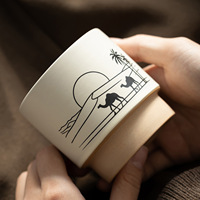 Tasse à café Gahwa en céramique, motif chameau du désert arabe, sans anse, pour la maison, le bureau, l'hôtel, le Ramadan, l'Aïd, l'Iftar, souvenir, cadeau