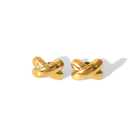 Boucles d'oreilles clous en forme de X lisses en acier inoxydable plaqué or PVD tendance, sans ternissement, vente en gros pour femmes et hommes