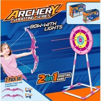 Ensemble d'arc et de flèches lumineux en plastique pour enfants, kit de tir à l'arc pour débutants avec cibles à ventouses, jouet sportif pour garçons et filles