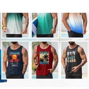 Débardeur de sport pour homme personnalisé avec logo d'usine, en maille, imprimé par sublimation, débardeur tendance pour homme, vente en gros, débardeur de gym pour homme - Product Image 3