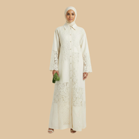 Abaya en dentelle polyester grande taille, nouvelle collection 2026, vente en gros, ouverture frontale, luxe Dubaï, mode modeste personnalisée, décontractée pour femmes musulmanes