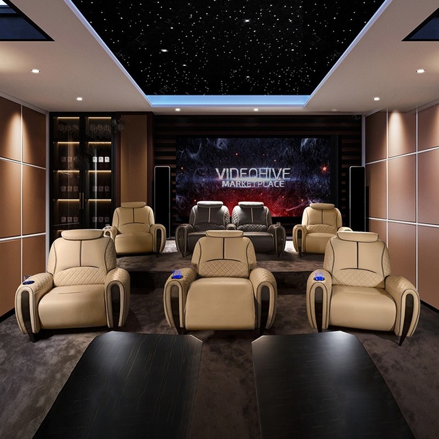 New Light Luxury Leather Villa Home Theater Sofa Electric Multifunctional Viewing Seat for Private Cinema