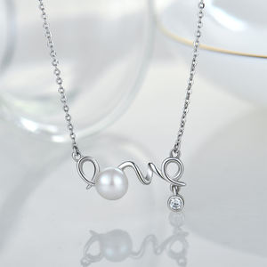 Wholesale Custom Trendy Women Rhodium Plated 925 Sterling Silver Real Dainty <strong>Pearl</strong> <strong>Necklace</strong> - Product Image 2