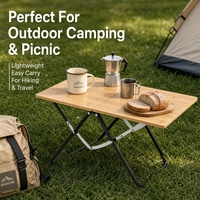 Table de camping pliante en bambou ultralégère, ultra-fine, robuste, imperméable, pour le parc, la randonnée, le pique-nique et la pêche