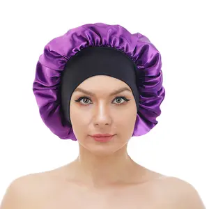 Gathertop Wholesale Hair Accessories Custom Logo Bonnet Solid Sleep Hat Bonnet Elastic Band Turbantes Satin Bonnets For Women Men