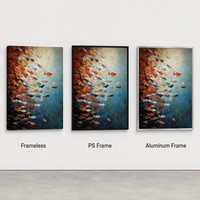 Peinture à l'huile abstraite artisanale peinte à la main, texture impasto 3D, toile texturée, cadre en alliage d'aluminium noir pour décoration murale