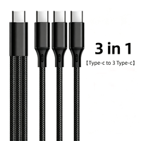 Câble de charge USB C multi-appareils 60W, câble de charge multi USB C 3-en-1, charge rapide, cordon de type C
