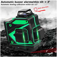 Nouveauté : Niveau laser vert 360° à 16 lignes, haute précision, auto-nivelant, portée 30m, avec 2 batteries au lithium pour le bricolage