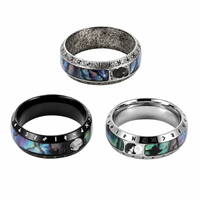 Großhandel Edelstahl Viking-Runen-Ring mit Abalone-Muschel-Einlage Retro Nordischer Breiter Ring Maßgefertigter Herren-Statement-Fingerschmuck