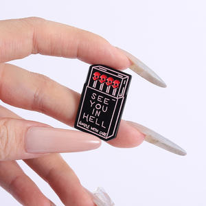 مجموعة دبابيس شعار كرتونية بتصميم علبة كبريت وشعلة، بنمط قوطي بانك إبداعي، مينا ناعمة باللونين الأسود والأحمر - Product Image 2