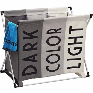 <span class=keywords><strong>HOMEST</strong></span> cesta de lavandería 3 secciones gran cesto de ropa sucia de Clasificador para cuarto de baño plegable cesta - Product Image 1