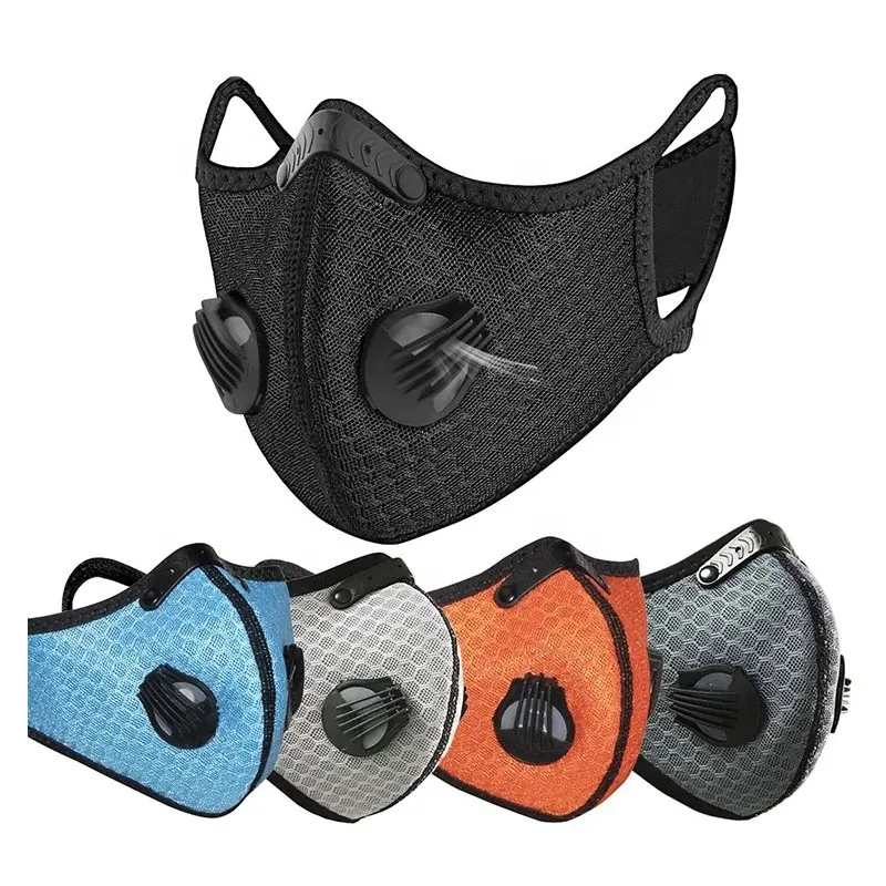 Mode 2020 Outdoor Fietsen Maskes Met 5 Layer Filter Carbon Doek Mond Maskes Mode Sport Gezicht Maskes Met Klep Voor stof