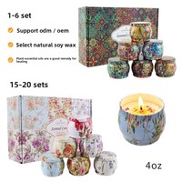 Coffret cadeau écologique pour la Saint-Valentin et Noël, bougies en cire de soja dans une boîte en fer, résistantes au vent, semi-artisanales, plusieurs senteurs