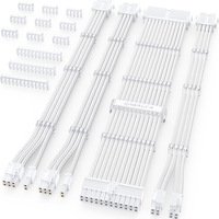 Kit de Rallonge de Câble d'Alimentation PC Blanc Vif Plaqué Or Quatre Broches pour GPU PCI-E, Rallonge de Câble d'Alimentation d'Ordinateur, Accessoires Informatiques