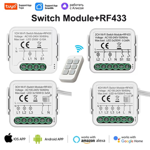 Módulo de Interruptor Inteligente WiFi Tuya RF433, Requiere Cable Neutro, 1/2/3/4 Canales, Compatible con Control Bidireccional, Funciona con Alexa y <span class=keywords><strong>Hey</strong></span> <span class=keywords><strong>Google</strong></span> - Product Image 1