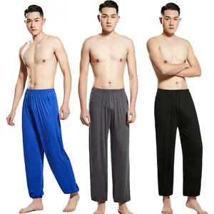Men Plus Size Colorful Bloomers Trousers Dance Yoga Tai Chi Full Length Pants