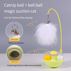 Nueva Llegada Mascota Juguete Interactivo Tumbler <span class=keywords><strong>Catnip</strong></span> Ball Cat Feather Toy Cat Teaser - Product Image 2
