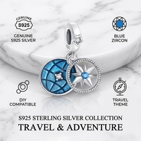 Breloques Boussole en Argent Sterling 925 Véritable pour Bracelet DIY Thème Voyage Terre Ganku – Vente en Gros