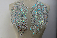 Applique en dentelle à strass en verre tridimensionnelle, brodée à la main, 18 couleurs, pour robe de mariée, haute couture, bricolage, vêtements, diamant