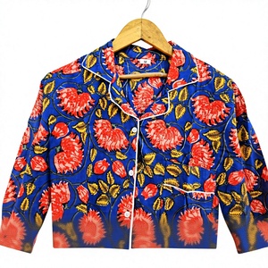 Ensemble pyjama en coton 100% à imprimé floral, manches courtes, vêtements de nuit tissés, vêtements de détente, cadeau pour elle - Product Image 2