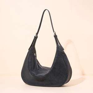 Nouveau sac à main demi-lune en daim souple pour femme, sac hobo en cuir véritable de qualité supérieure à bandoulière unique pour usage quotidien - Product Image 2