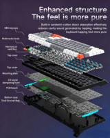 Clavier de jeu mécanique RGB 98 touches, trois modes, filaire, avec interrupteurs bleus, ergonomique, anti-ghosting, multimédia - Prix de gros