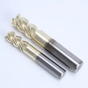 HUHAO AX38 Carbide Milling Cutters 4-Flute Yellow Coated HSS End Mill Set 6-20mm CNC Router Bit For Aluminum H04232501