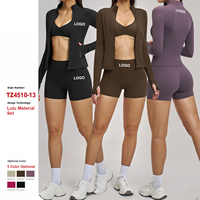 Ensemble de yoga pour femmes ODM : soutien-gorge de sport torsadé, veste cardigan, short – Respirant, extensible, séchage rapide, tenue de fitness active