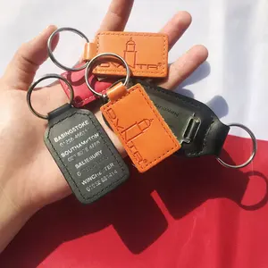 Custom PU Leather Keychains with Stamping Logo / Sublimation Metal Car Leather Key Chain