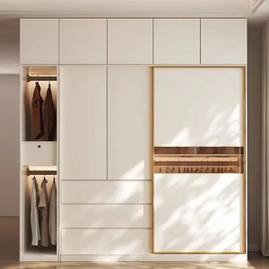 Meubles de chambre principale sur mesure, armoire contemporaine de luxe, armoire intégrée en panneaux de particules avec rangement intelligent - Product Image 4
