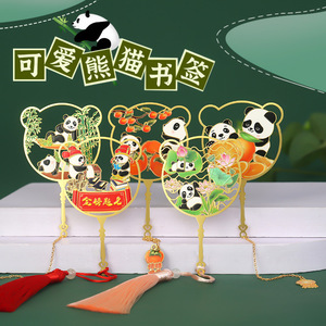 Panda Brass <b>Bookmark</b> Tassel Style Reusable Student Reading Marker Traditional Chinese Design - Product Image 2