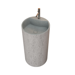 Vente en gros Lavabo sur pied rond en ciment <span class=keywords><strong>à</strong></span> colonne haute Lavabo sur pied pour hôtels - Product Image 5