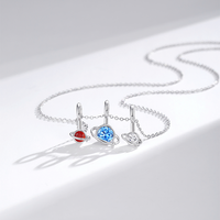 Collier élégant en forme de planète Moyu Jewelry avec zircon, plaqué platine, pendentif en argent 925
