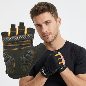Custom Made Best Quality Heavy Duty Leather Cycling Gloves Windproof Non-<b>Slip</b> <b>Half</b> Finger Neoprene Unisex Summer Sports Riding - Product Image 1