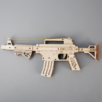 Rompecabezas de Pistola Subfusil DIY para Niños - Ensamblaje 3D de Simulación en Lana/Metal/Plástico con Modelo de Banda Elástica Continua