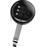 Voltmeter Pengukur Suhu Sepeda Motor, Alat Ukur Voltimetro 3 Dalam 1 dengan Jam Monitor Baterai Led untuk Sepeda Motor