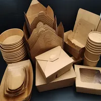 Boîtes à emporter en papier kraft marron, récipients alimentaires jetables, à emporter, 10 pièces