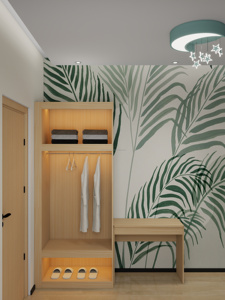 Juego de Muebles para Habitación de Hotel de 3 Estrellas Económico con Cama King, Estructura de Cama Sólida con Cabecera, Mesitas de Noche, Armario y Soportes para TV - Product Image 6