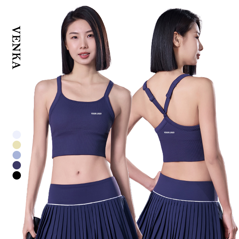 Women Sports Wear Cross Beautiful Back Adjustable Straps Fitness Vest Workout Top With Breast Pads Lady Gym Yoga U-Neck Tank Top