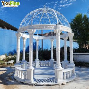 Gazebo Redondo <span class=keywords><strong>de</strong></span> Mármol Tallado a Mano, Romántico, Blanco, <span class=keywords><strong>de</strong></span> Tamaño Real para Bodas al Aire Libre - Product Image 1