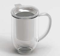 Infuseur à thé en verre borosilicaté double couche de 400ml au design moderne, ensemble café et thé avec filtre en acier inoxydable extra fin