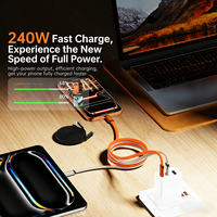 Câble USB-C magnétique rétractable 240W avec gaine en nylon, charge rapide 480 Mbps, rangement automatique pour iPhone 15