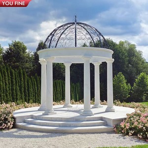 Youfine Tùy Chỉnh Sang Trọng Ngoài Trời Lâu Đài Vườn Phong Cách Châu Âu Tay Chạm Khắc Đá Tự Nhiên Bằng Đá Cẩm Thạch Trắng Đám Cưới Gazebo - Product Image 2