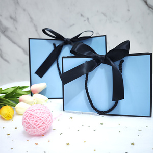 Bolsa de papel rosa con cinta personalizada, bolsa de regalo con cinta <span class=keywords><strong>verde</strong></span> azulado - Product Image 6