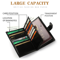 Portefeuille de voyage en PU pour homme, protège-passeport en cuir RFID, porte-cartes et porte-documents
