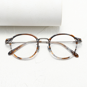 Gafas con montura completa redonda con patrón de mármol, estilo retro unisex, monturas ligeras para corrección de la visión anti-UV - Product Image 6