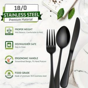 Ensemble de couverts en argent noir de luxe de haute qualité, ensemble de couverts noirs 5 pièces, couverts en acier inoxydable, ensemble de couverts - Product Image 3
