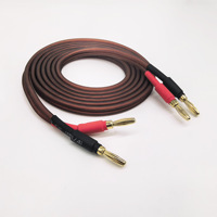 Kabel Speaker Dual Banana Plug Panjang Kustom 1m 2m 5m 10m Kabel Audio HiFi OFC dengan Konektor Berlapis Emas 24K