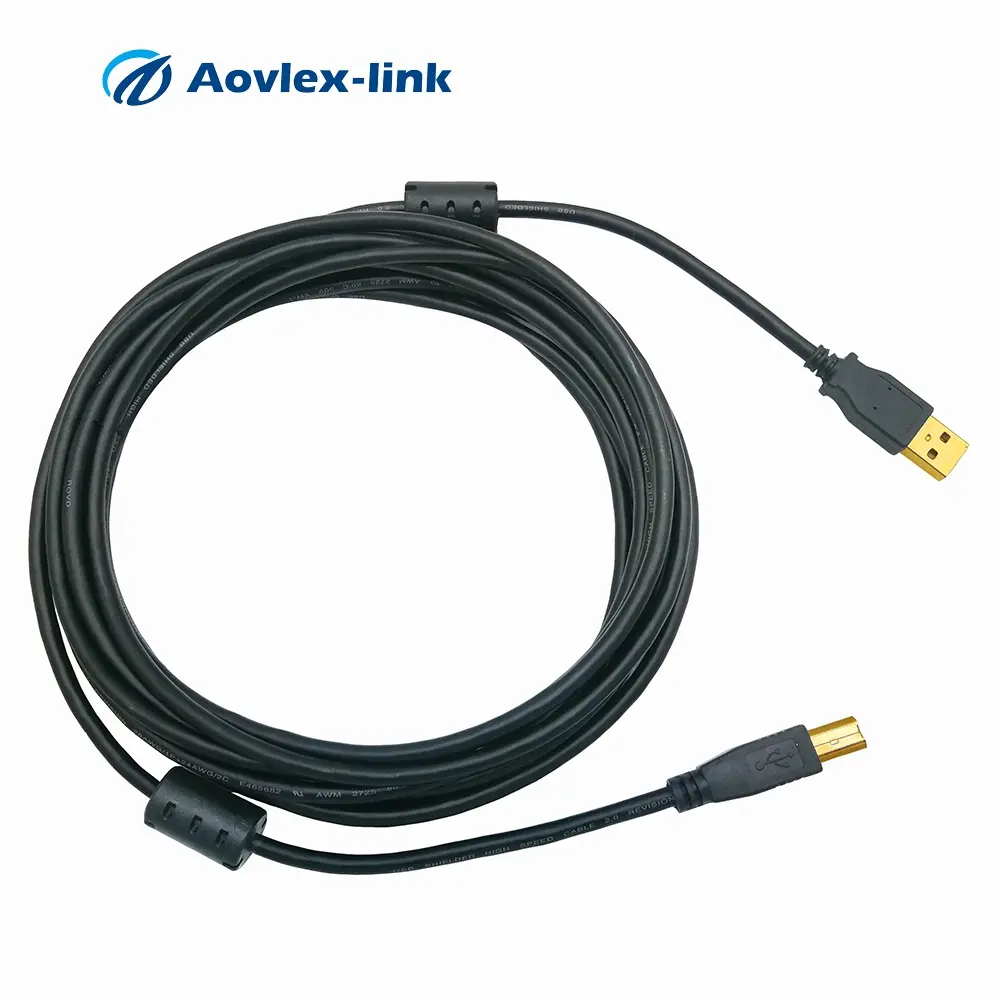 Usb Cable Manufacturer Gold Plated USB 2.0 Printer Cable Type A Male To B Male USB Repeater Cable With Ferrite
