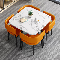 Ensemble de table à manger 4 places avec chaises, mobilier moderne pour restaurant, salle à manger, table à manger carrée en marbre, luxe italien
